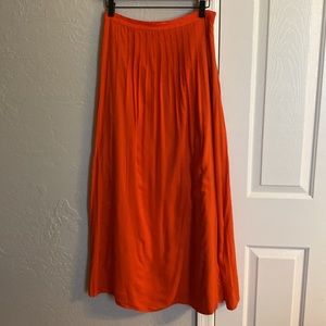 LOFT Burnt Orange Pleated Maxi Skirt Size 2